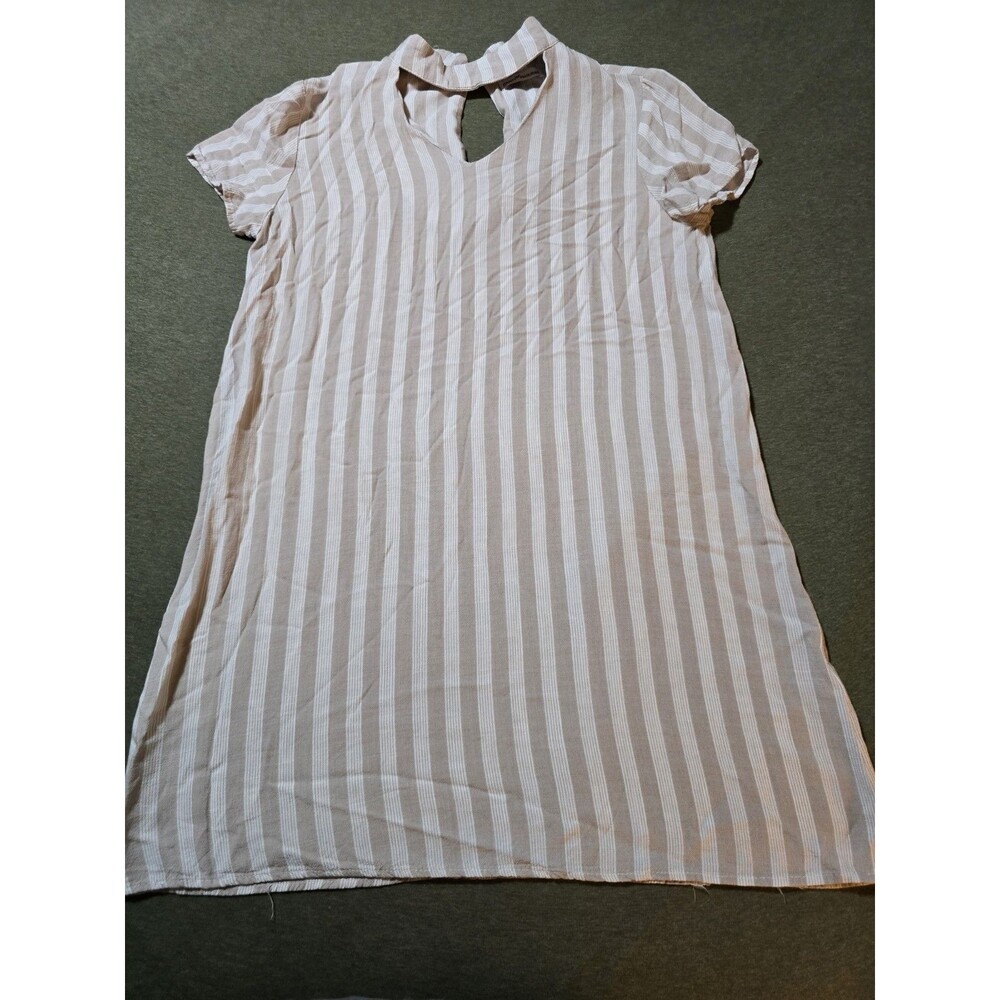 Dainty Hooligan Boho Mini Dress Size Medium Keyhole Back Neutral Stripes Soft